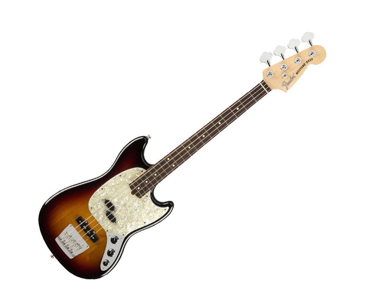 Image of Used Fender American Performer Mustang Bass - 3-Color Sunburst w/ Rosewood Fingerboard