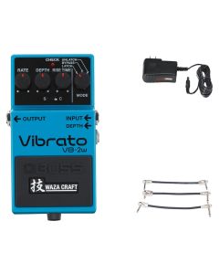 Boss VB-2W Vibrato Pedal Waza Craft + Gator 9V Power Combo & 3 Patch Cables