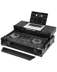 Odyssey FZGSDDJGRV6BL1UCW All Black AlphaTheta DDJ-GRV6 Glide Style Flight Case with 1U Rack & Corner Wheels