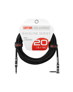 Gator CableWorks Backline Series 20' Straight to RA Braided 1/4" - Black/Black
