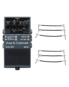 Boss IR-2 Amp & Cabinet Simulator Pedal + 2x Gator Patch Cable 3 Pack
