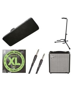 Gator Cases GWE-BASS Case + Fender Rumble 25 V3 + Strings + Stand + Cable