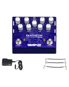 Wampler Dual Pantheon Deluxe Overdrive + Gator 9V Power Combo & 3 Patch Cables