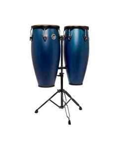 Latin Percussion 10"/11" City II Conga Set w/ Double Stand - Mango Blue Black