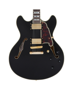 D'Angelico Excel DC Semi-Hollow w/Stop-Bar Tailpiece - Solid Black