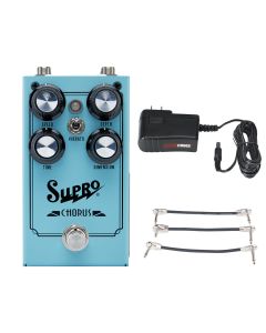 Supro 1307 Chorus Pedal + Gator 9V Power Combo & 3 Patch Cables