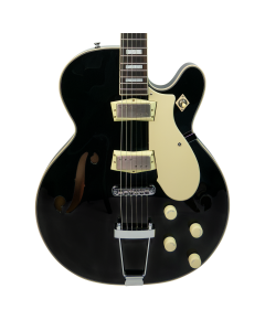 Silvertone 1446TBK Semi-Hollow Electric Guitar - Gloss Black