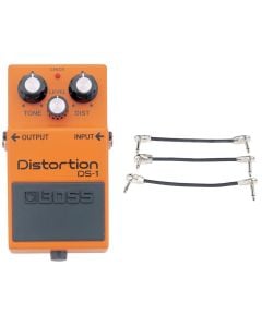 Boss DS-1 Distortion Pedal + Gator Patch Cable 3 Pack