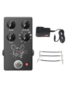 JHS Pedals Packrat 9 Way Distortion + Gator 9V Power Combo & 3 Patch Cables