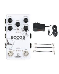 Keeley ECCOS Delay/Looper+ Gator 9V Power Combo & 3 Patch Cables