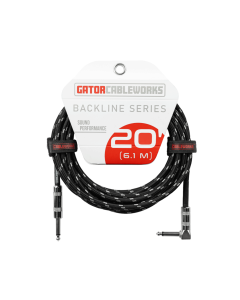 Gator CableWorks Backline Series 20' Straight to RA Braided 1/4" - Black/Grey