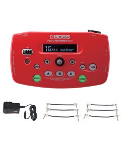 Boss VE-5-RD Vocal Effect Processor Red + Gator 9V Power Combo & 3 Patch Cables