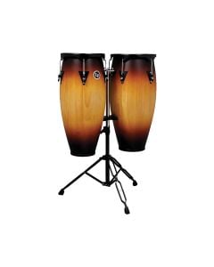 Latin Percussion City Series 10" & 11" Conga Set w/Dbl Stand Vint. Sunburst
