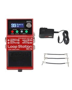 Boss RC-5 Loop Station + Gator 9V Power Combo & 3 Patch Cables