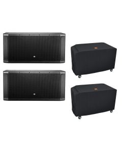 2x JBL SRX828SP + Deluxe Covers with Casters