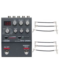 Boss RV-200 Reverb Pedal + 2x Gator Patch Cable 3 Pack