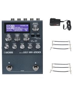 Boss IR-200 Amp/Cabinet Processor + Gator 9V Power Combo & 3 Patch Cables