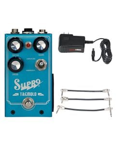 Supro 1310 Tremolo Pedal + Gator 9V Power Combo & 3 Patch Cables