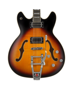 Hagstrom Tremar Viking Baritone DLX Semi-Hollow Guitar - Tobacco Sunburst