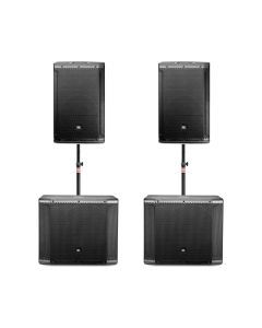 2x JBL SRX812P + 2x SRX818SP + Pole