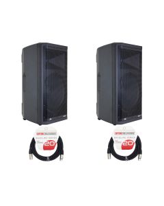 Peavey Aquarius AQ 15 15" Powered Speaker Pair + Cables