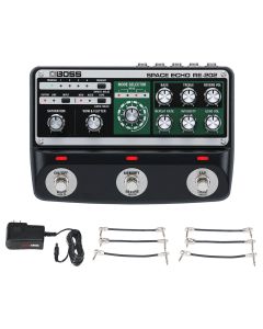 Boss RE-202 Space Echo Effect Pedal + Gator 9V Power Combo & 3 Patch Cables