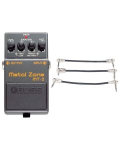 Boss MT-2 Metal Zone Distortion Pedal + Gator Patch Cable 3 Pack