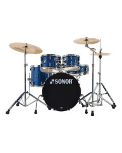 Sonor AQX Studio Drum Set w/ Hardware & Cymbals - Blue Ocean Sparkle