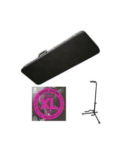 Gator Cases GWE-BASS Bass Case + Guitar Stand + D'addario EXL170-5TP (2-Pack)
