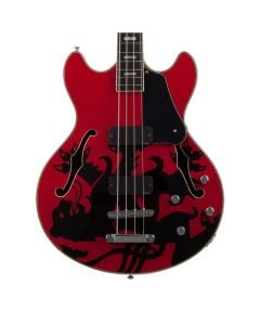 Schecter Simon Gallup Signature Corsair Bass - Red w/Black Lion Graphic