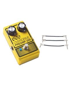 DOD 250 Overdrive True-bypass Preamp Pedal + Gator Patch Cable 3 Pack