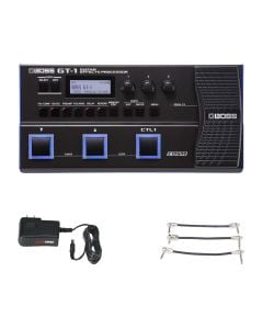 Boss GT-1 Guitar Effects Processor + Gator 9V Power Combo & 3 Patch Cables
