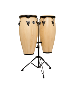 Latin Percussion 10"/11" City II Conga Set w/ Double Stand - Mango Natural Black