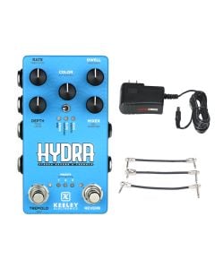Keeley Hydra Stereo Reverb & Tremolo + Gator 9V Power Combo & 3 Patch Cables
