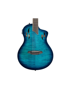 Ortega Guitars RTPDLX-FMA TourPlayer Thinline A/E Nylon - Blue Burst