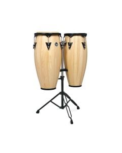 Latin Percussion City Series 10" & 11" Conga Set w/Dbl Stand Natural Gloss