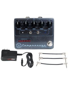 Keeley Compressor Pro Pedal + Gator 9V Power Combo & 3 Patch Cables