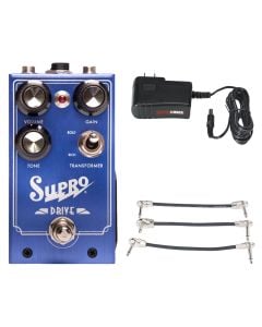 Supro 1305 Overdrive Pedal + Gator 9V Power Combo & 3 Patch Cables