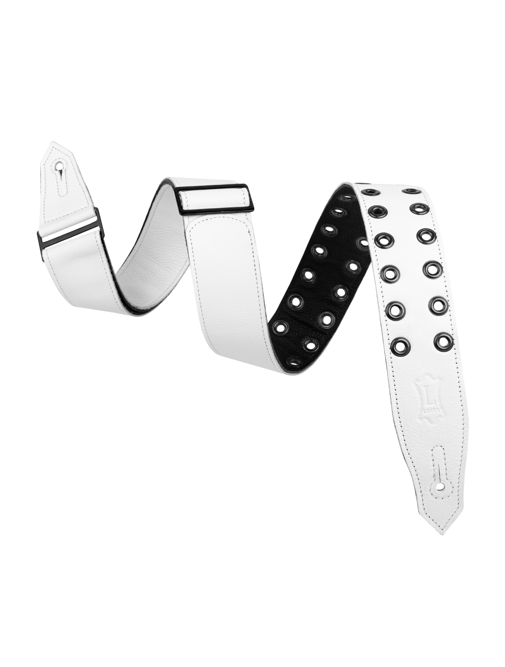 Levy's Rebel Leathers Series Leather Guitar Strap - White w/Black Eyelets