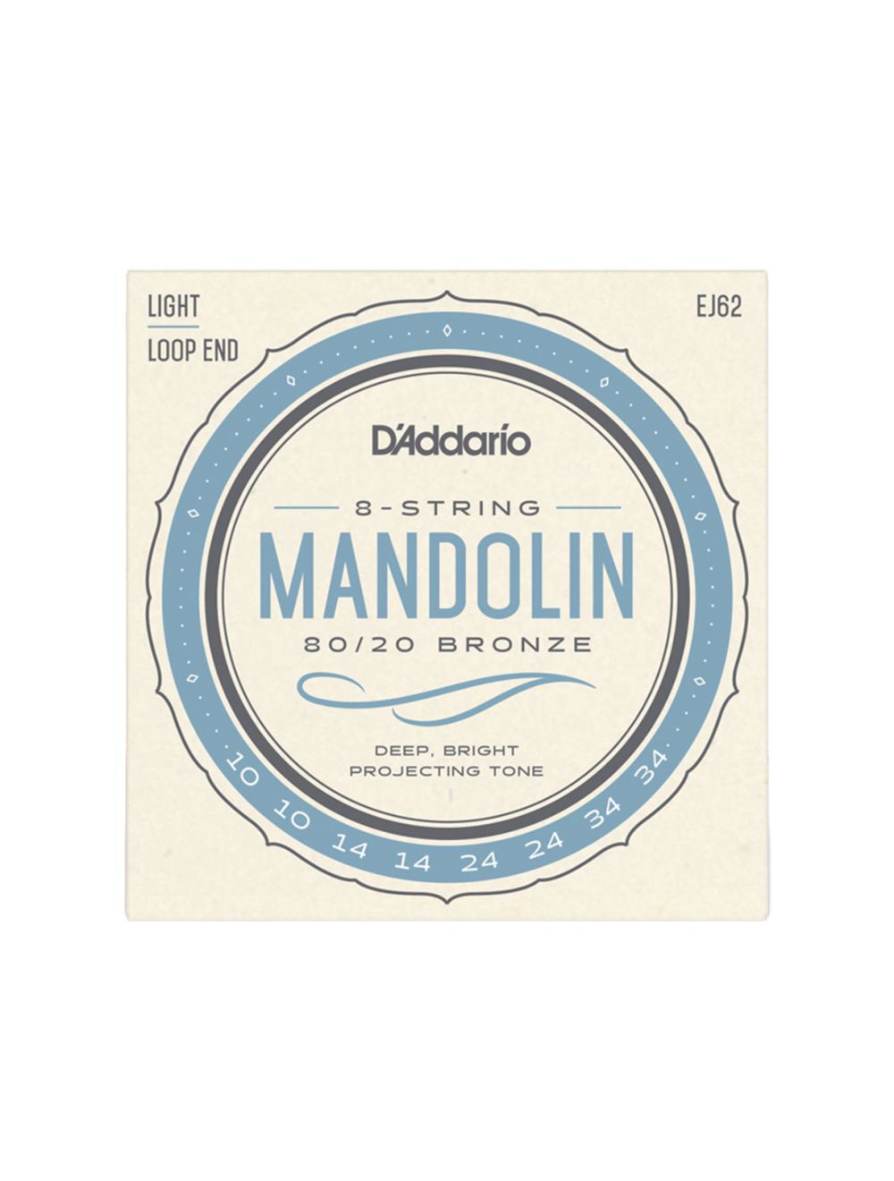 D'Addario EJ62 80/20 Bronze Light Mandolin Strings - 10-34 Gauge