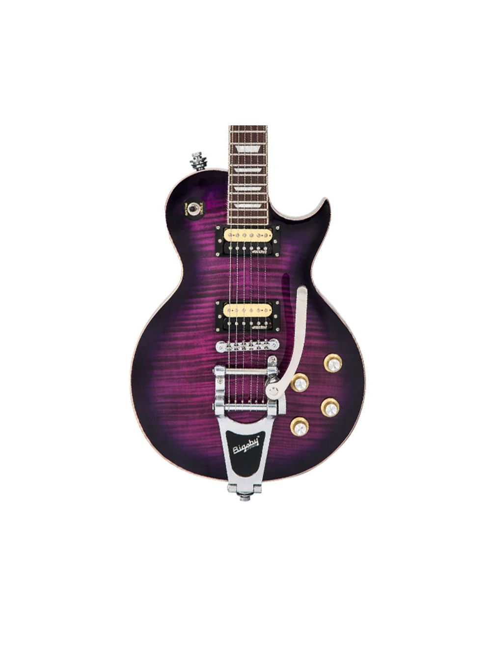 Vintage ReIssued Series V100 'Flame Top' w/ Bigsby - Flamed Purpleburst