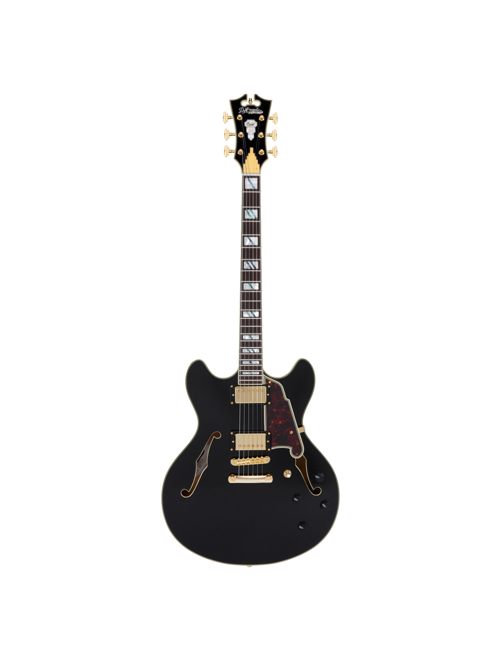 D'Angelico Excel DC Semi-Hollow w/Stop-Bar Tailpiece - Solid Black - Open Box