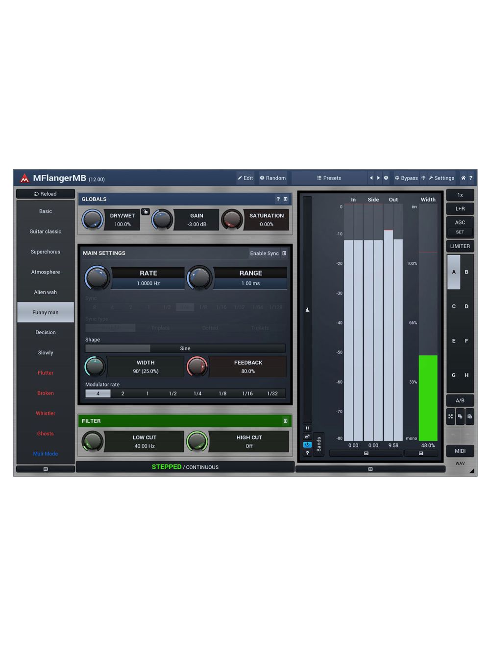 Melda MFlangerMB 6-Bands with Custom Shape
