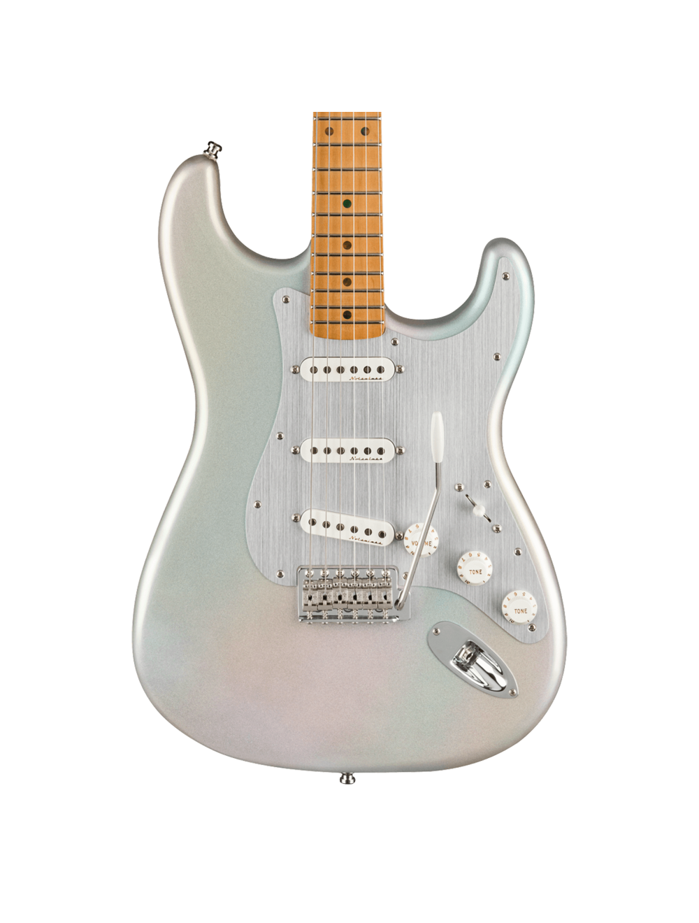 Used Fender H.E.R. Stratocaster Electric Guitar - Chrome Glow w/ Maple FB