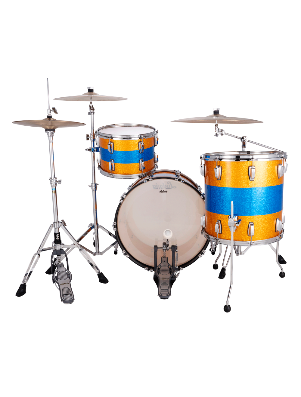 Ludwig Classic Maple Fab 3-Pc Shell Pack w/22" Kick - Triband Gold/Blue Sparkle