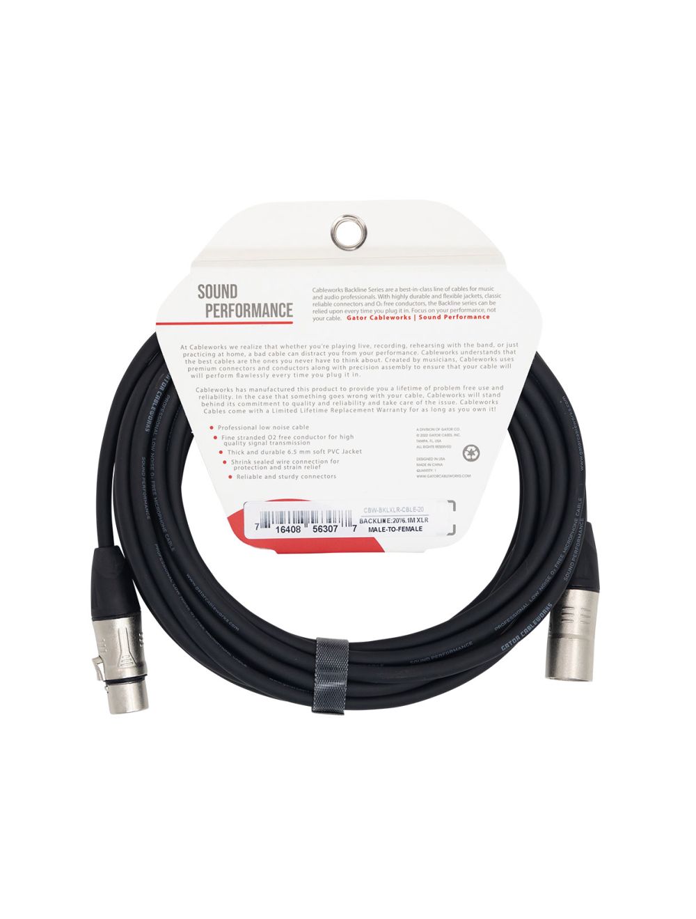 Gator Cableworks Backline 20' XLR Microphone Cable - Open Box