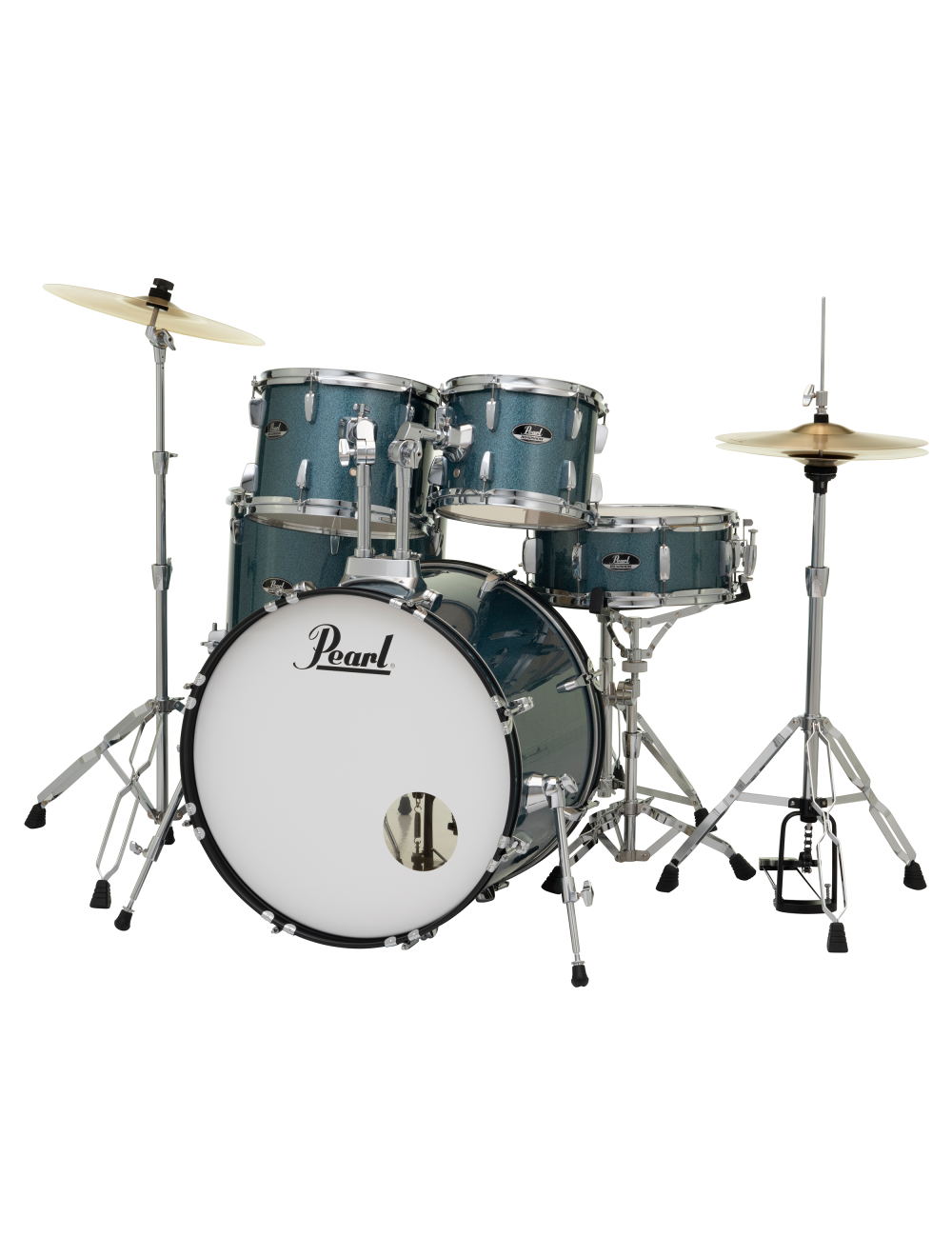 Pearl Roadshow 5-Piece Complete Drum Set w/22"x16" Kick - Aqua Blue Glitter