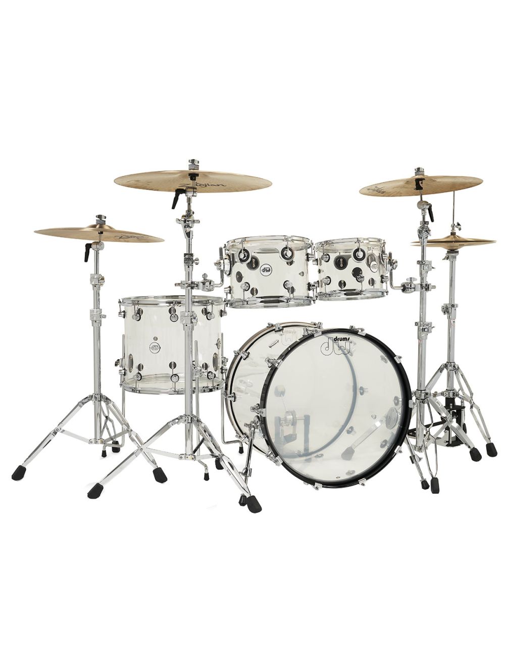 Open Box DW Design Series 4-pc Acrylic Shell Pack Clear w/ 22" Kick