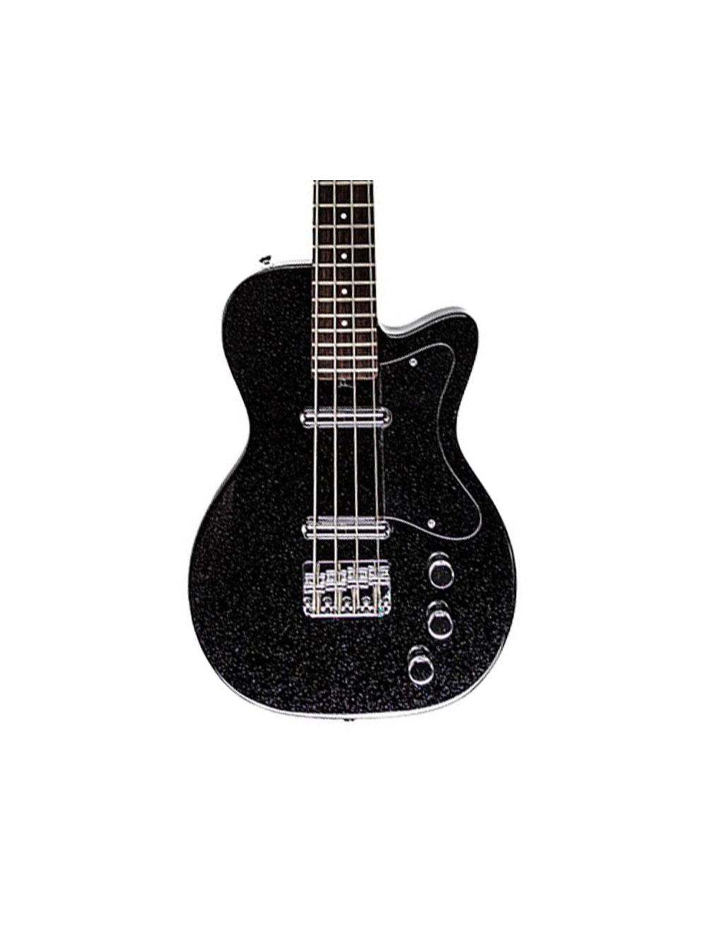 Silvertone 1444 Classic Series Short Scale Bass Black Silver Flake Open Box