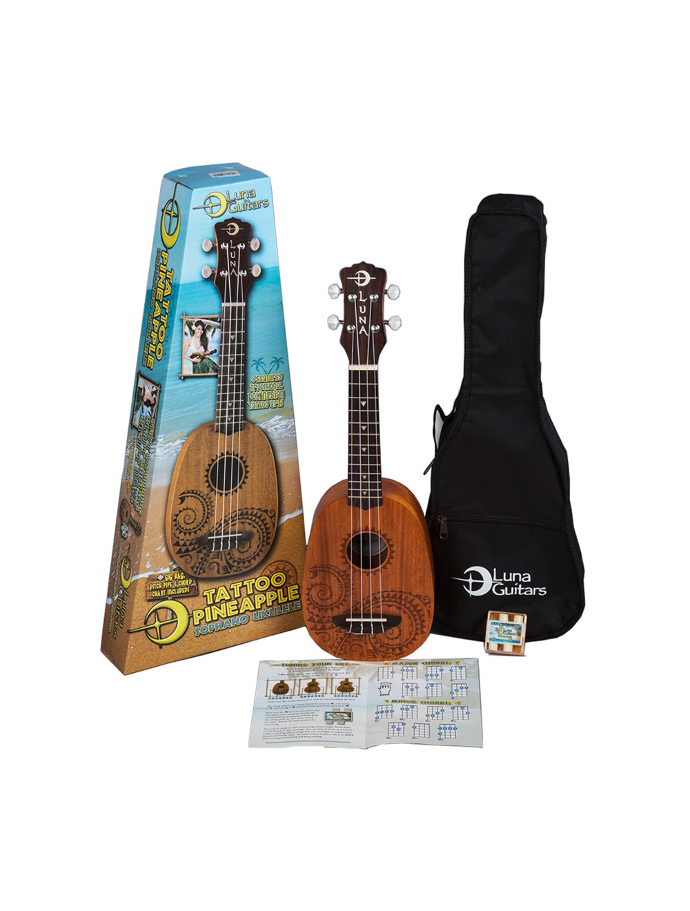 Luna UKE TATTOO Uke Pineapple Tattoo w/Gig Bag